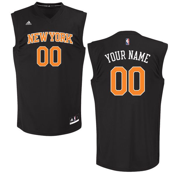 Men New York Knicks Adidas Black Custom Chase NBA Jersey